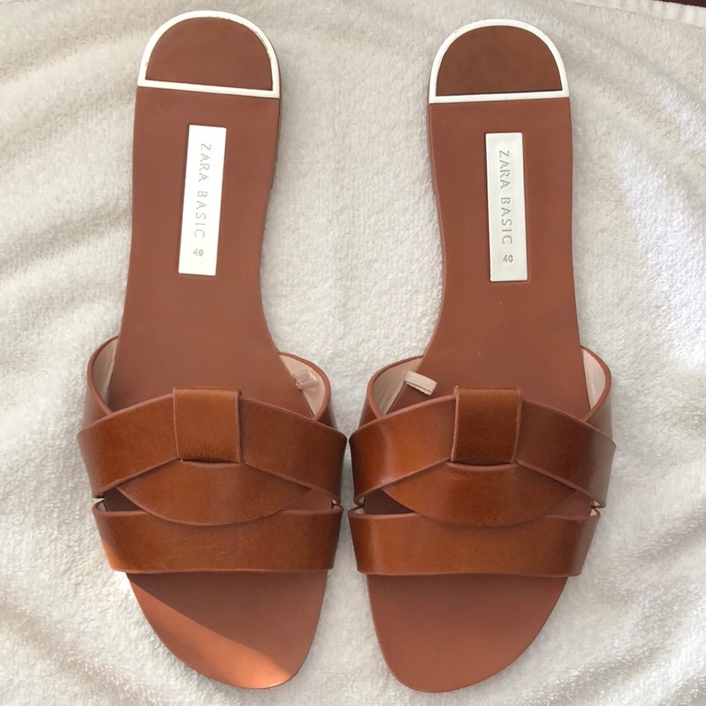 Zara Brown Slide Sandals